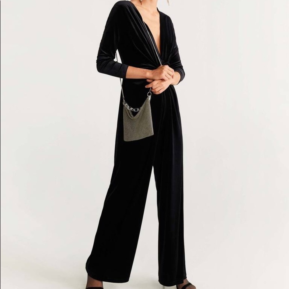 NWT Mango Velvet long jumpsuit